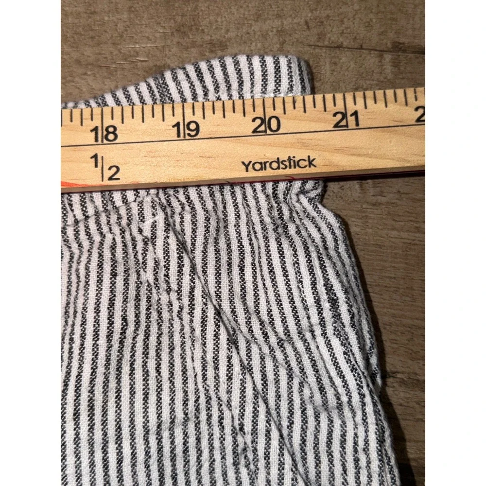 J.Crew XXL Striped Linen Blend Pull On Shorts Navy White Ticking Stripe